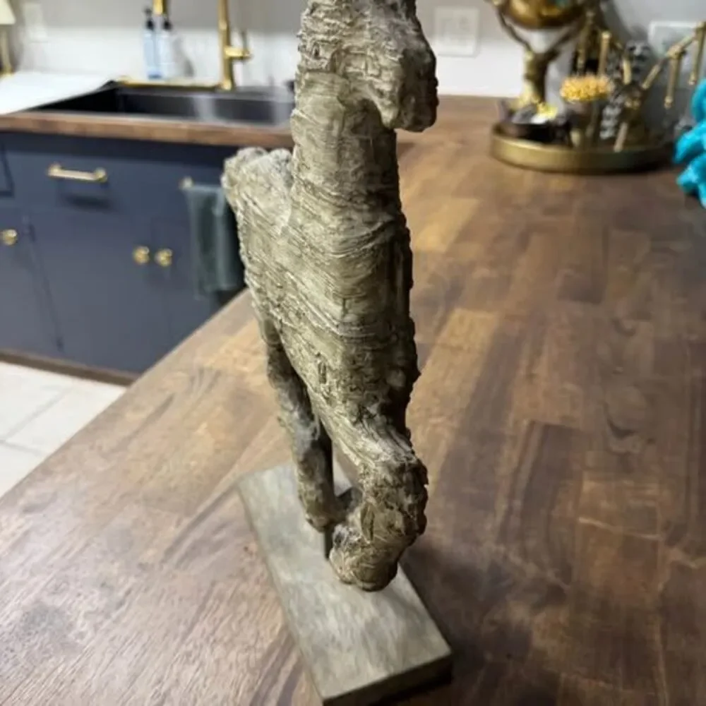 Rustic Galloping Horse Sculpture on Stand – Western Equestrian Decor